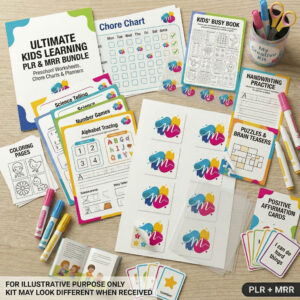 Kids Learning Activity Bundle: Homeschool Worksheets, Chore Charts